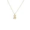 Wholesale of new copper-plated real gold three-dimensional sparkling diamond cartoon bear collarbone chain for women's Instagram trendy and cool hip-hop personality necklace Specification image